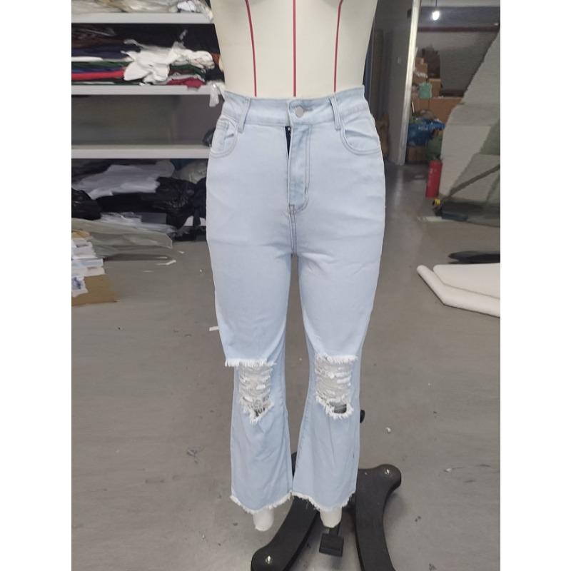 Damen Neue Mode Loose Hole Straight Jeans