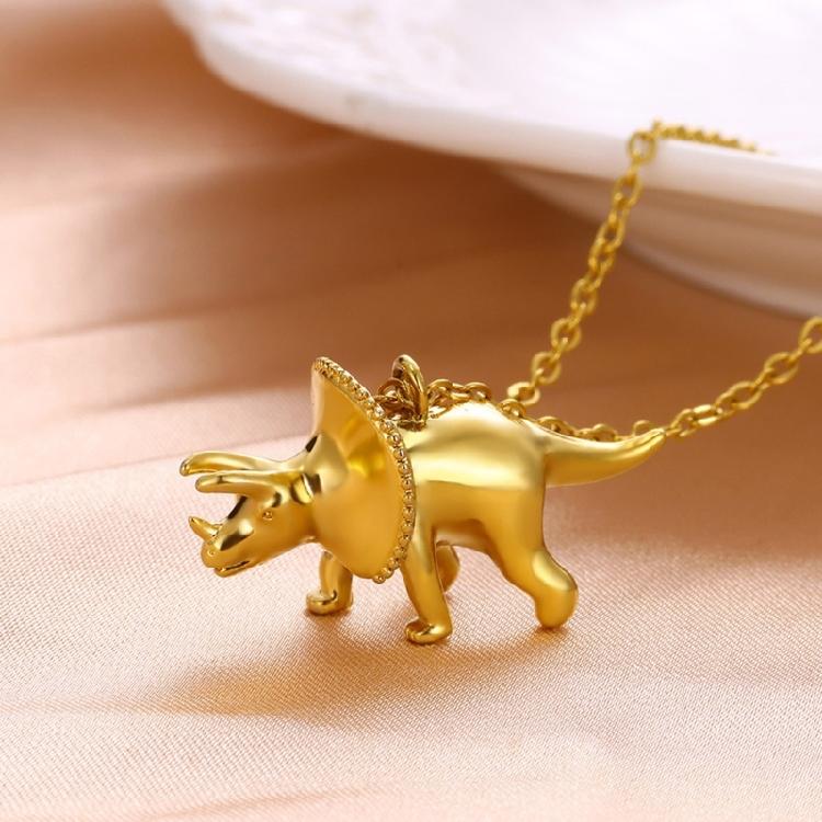 Modern Dinosaur Pendant Necklace Children Gold Color Chain Necklace Cute Wildlife Jewelry for Dinosaur Enthusiasts