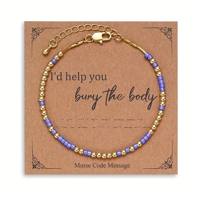 JYL TS Bracelet  Bohemian Morse Code Weave With Card Invokes Mystery & Connection