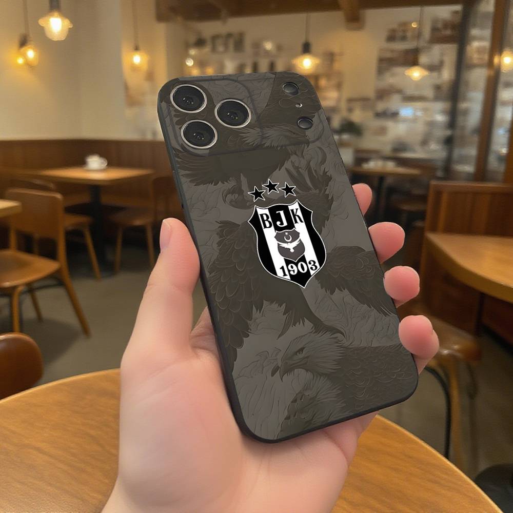 Modische B-besiktas B-BJK Handyhülle Für iPhone 17,16,15,14,13,12,11,Pro,XS,Max,XR,Plus,E,SE4,Mini Schwarze Weiche Hülle