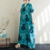Kurzarm Übergröße Baumwolle Vintage Punkt Neu in Kleider für Frauen lässig locker Maxi lang Sommerkleid