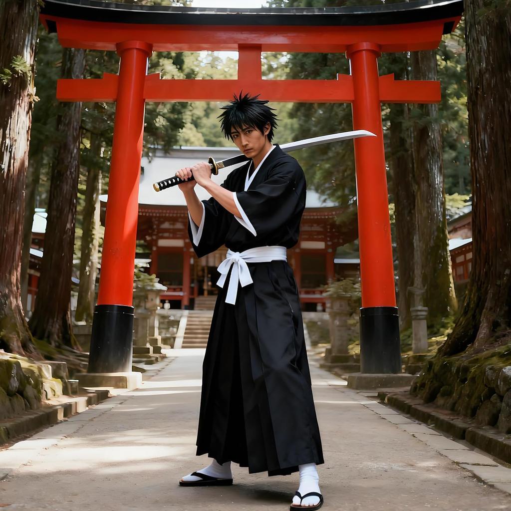 TUAHOUS BLEACH Kuchiki Rukia Cosplay Costume, Kendo Outfit, Halloween, School Festival, Event, Disguise (Size M)