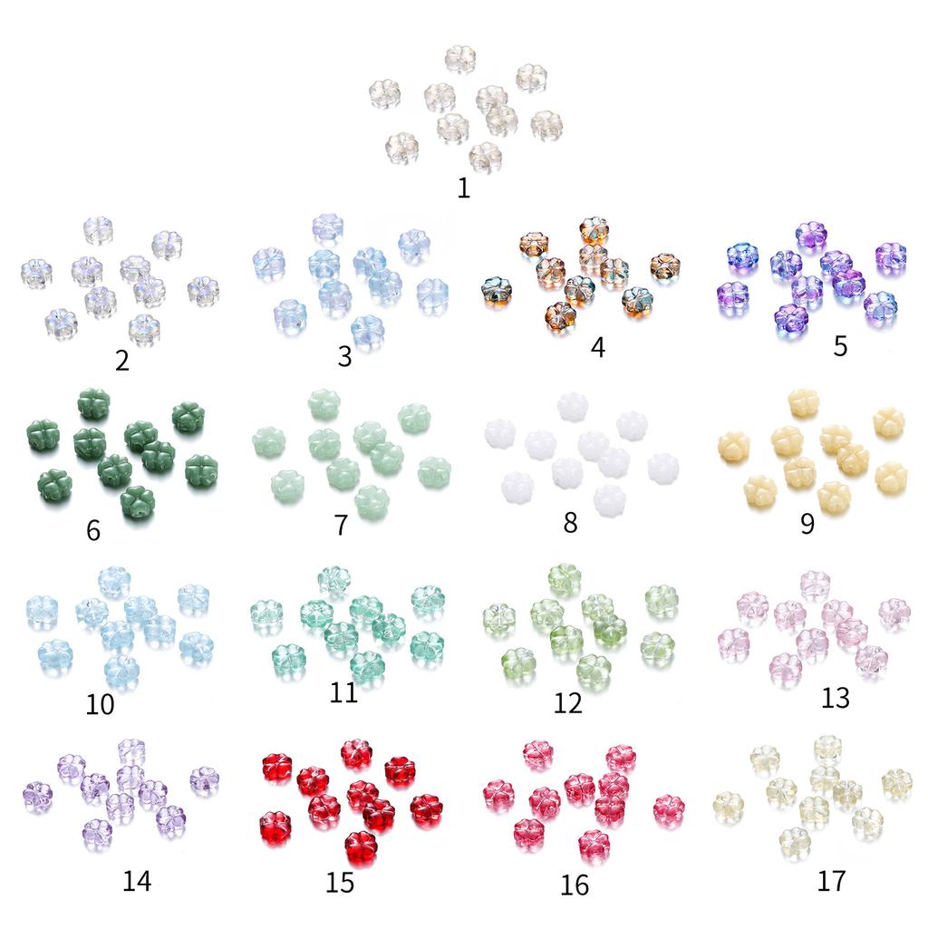 Popular Multicolor Glass DIY Accessories Four-Leaf Clovers Pendant DIY Handmade Bracelet Necklace Earring Clip Materials