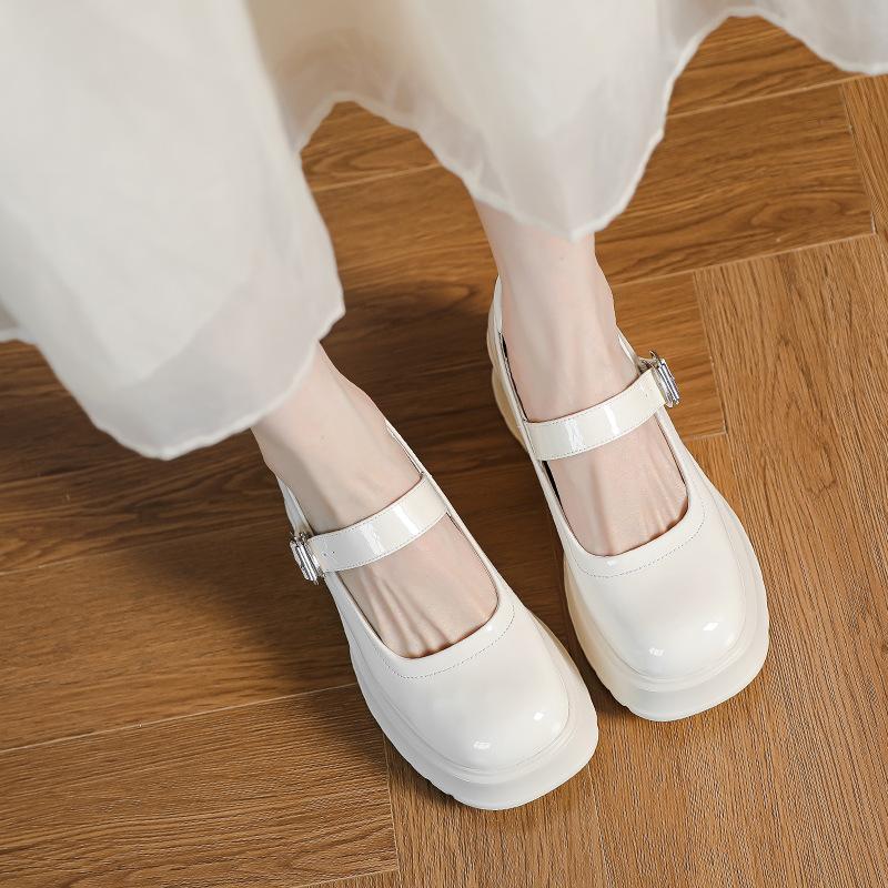 Mary Jane Women's Shoes 2025 Summer New Breathable Small Leather Shoes Inner Height Increase with Shoes Platform Loafer Single Shoes Versatile