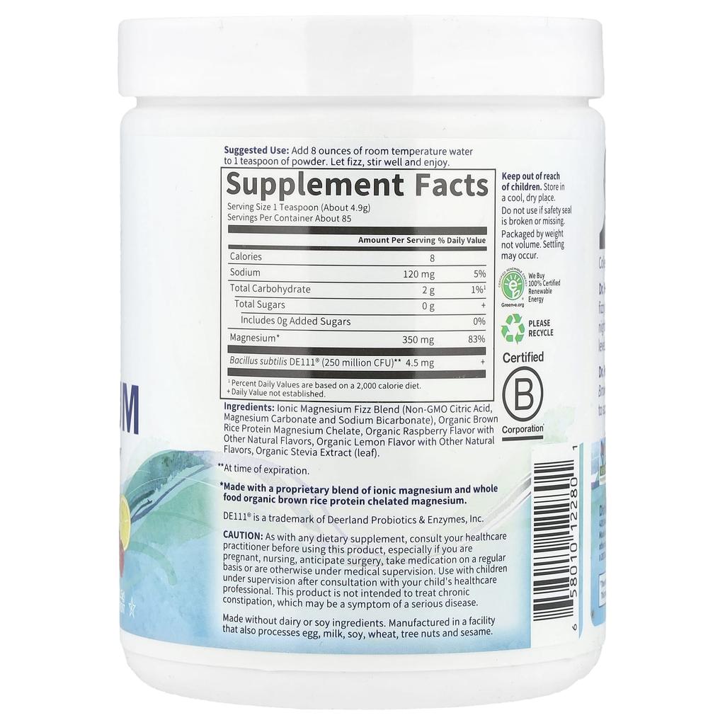 Doctor's Manufacturing, Natural Food Magnesium, Raspberry Lemon, 421.5G(14.9Oz)