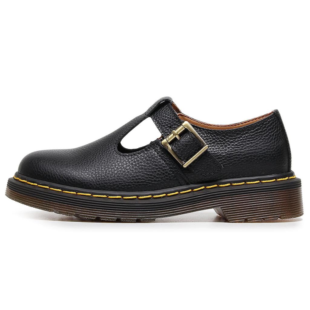 Neue Mary Jane Schuhe mit T-Riemen aus echtem Leder, niedrig geschnittene kleine Lederschuhe für Damen mit Litschi-Muster, erste Schicht, Studenten-Freizeitschuhe