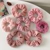 Autumn And Winter Pink Combination Set Plush Large Intestine Hair Band Pleated Sweet Hair Accessories Imitation Rabbit Hair Teddy Hair Knitted