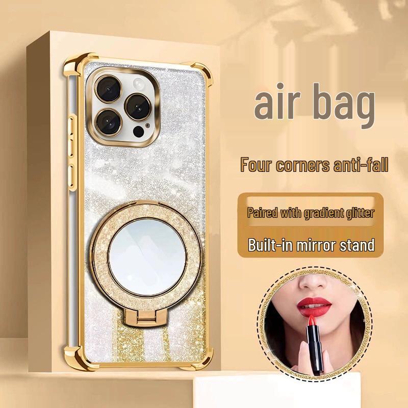 Honor 400SMART Glitter Phone Case & Lens Film for X8D/X9D/X7C/X9 with Touch-Up Mirror Stand