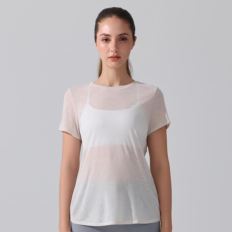 Women's Breathable Short Sleeve Yoga T-Shirt with Hollow Beautiful Back - Lightweight Dance Fitness Cover-Up Running Top