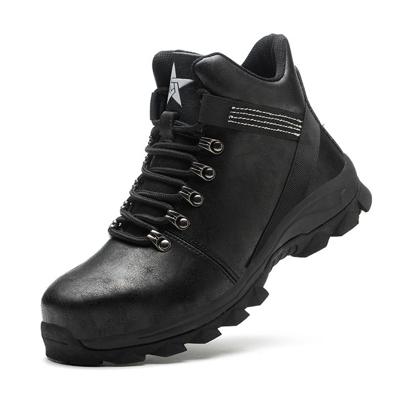Black Safety Boots Men Safety Shoes Winter Leather Work Shoes for Men Steel Toe Shoes Waterproof Non Slip Men s Protective Boots 37 чёрный