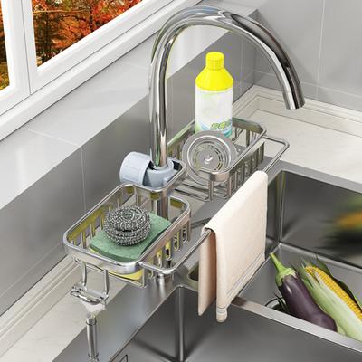 Scolapiatti per lavello da cucina, porta rubinetto salvaspazio, spazzola in spugna, per asciugare gli asciugamani, organizzatore per il bagno per la casa