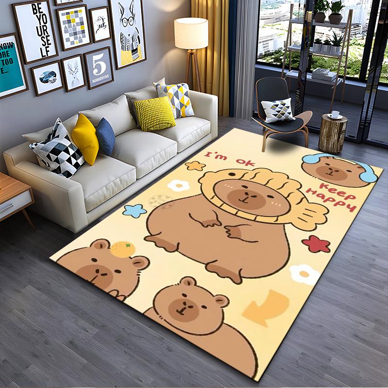

Cute Bear Pattern Rug Soft bear design with cheerful expressions and pastel colors. Suitable n anti-slip game mat for living room and bedroom sofas 40x60cm( 15x23in )