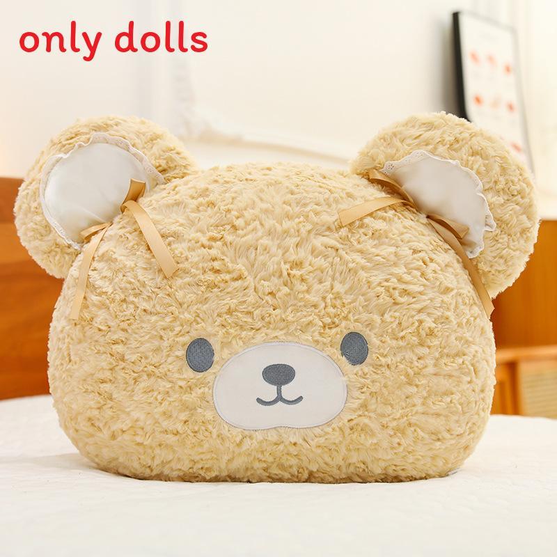 

Cuter Bear Plush Pillow With Pp Cotton And Bows Decor For Kids And Teens бежевий