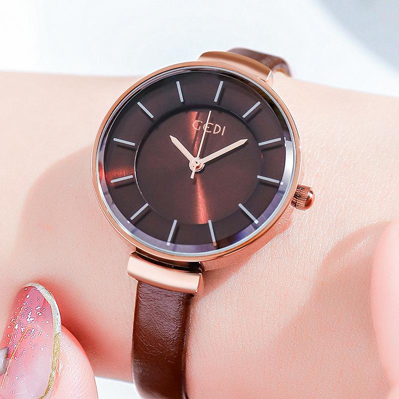 Light Luxury Simple Large Plate Women'S Watch High Value Double-Sided Fine Belt Quartz Belt Waterproof Watch