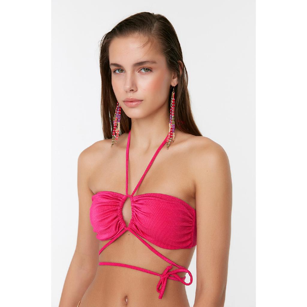 Schwarzes trägerloses Bikinioberteil zum Binden Tbess21bu0411