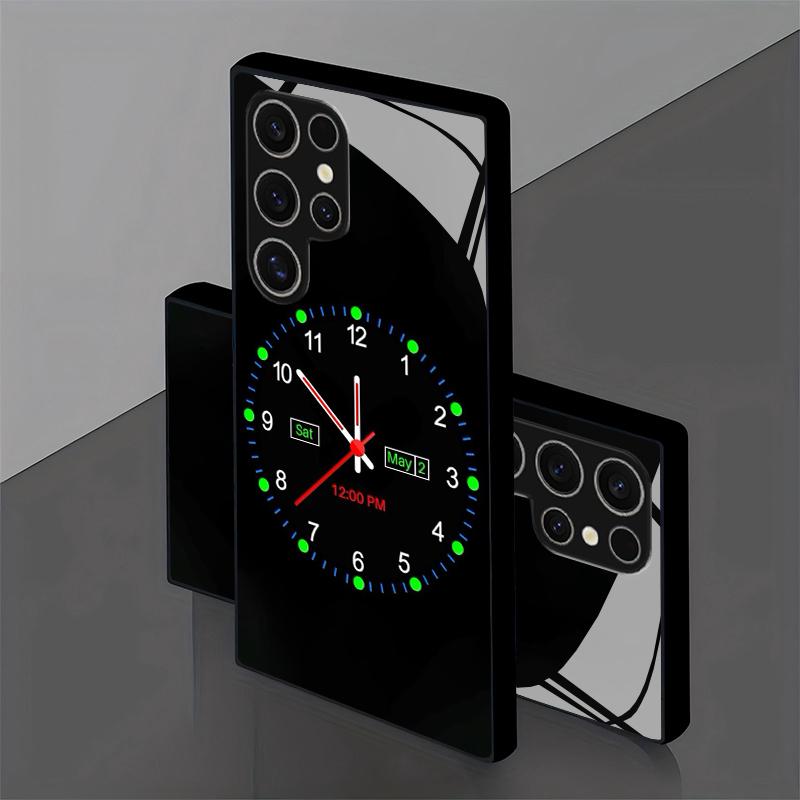 2D Matrix Clock Pattern Mobile Phone Case for Samsung S26 S25 S24 S23 S22 S21 S20 A56 A36 A16 - Glass Protective Cover