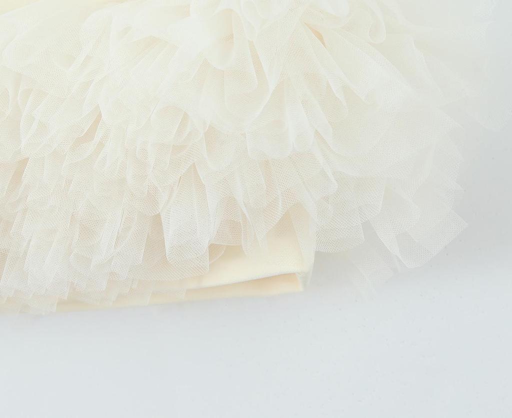 2025 Spring Women's European-American Puff Hem Silk Net Mini Dress