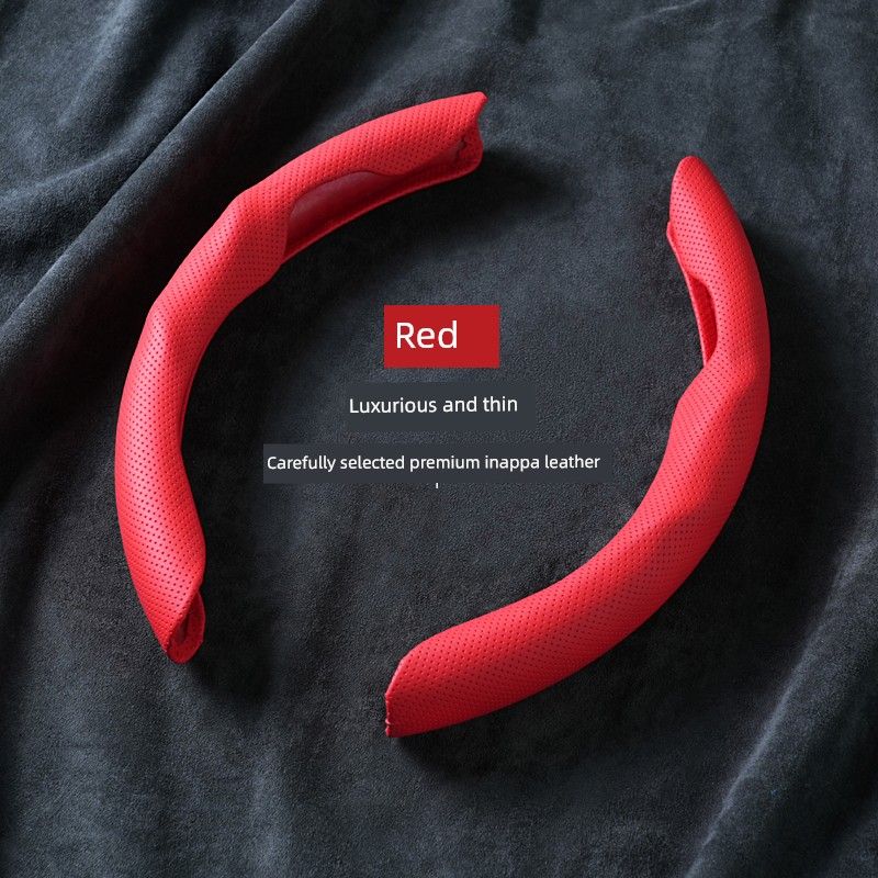 

New Arrival Nappa Pattern Car Steering Wheel Cover Four Seasons Non-Slip Fancy Lightweight Durable Breathable Suede Steering Wheel Cover Nappa Pattern [Pressed Hole Pattern Chinese Red]