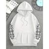 Men's Angel Element Graffiti Thorn Print Fashionable Street Wear Hip-hop Punk Style Hoodie, Regular Fit, Casual Long Sleeved Pullover