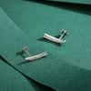 Modian Minimalism Line Stud Earrings Solid 925 Sterling Silver Feather Clear CZ Studs Ear For Women Hypoallergenic Jewelry Gifts
