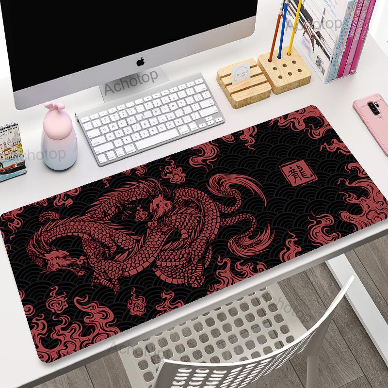 Large Mouse Pad Gaming Mousepad xcm Mouse Mat Chinese Dragon Art Gamer Mousepads PC Desk Pads Pink White Keyboard Mats XXL