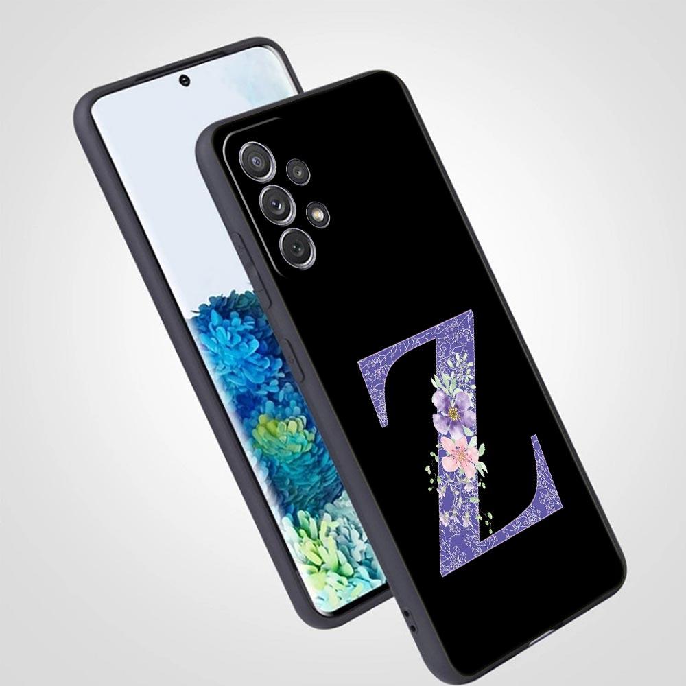 Letters Purple Flower Phone Case For Samsung Galaxy A17 A07 A55 A35 A25 A15 A05 A33 5G A31 A23 A21s A13 A41 A73 A53 A51 A71Cover