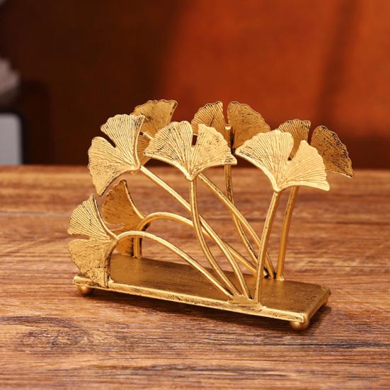 Ginkgo Vertical Napkin Holder Rustic Ginkgo Leaves Napkin Storage Holder Metal Paper Towel Dispenser Kitchen Tabletop Decorative Organizer