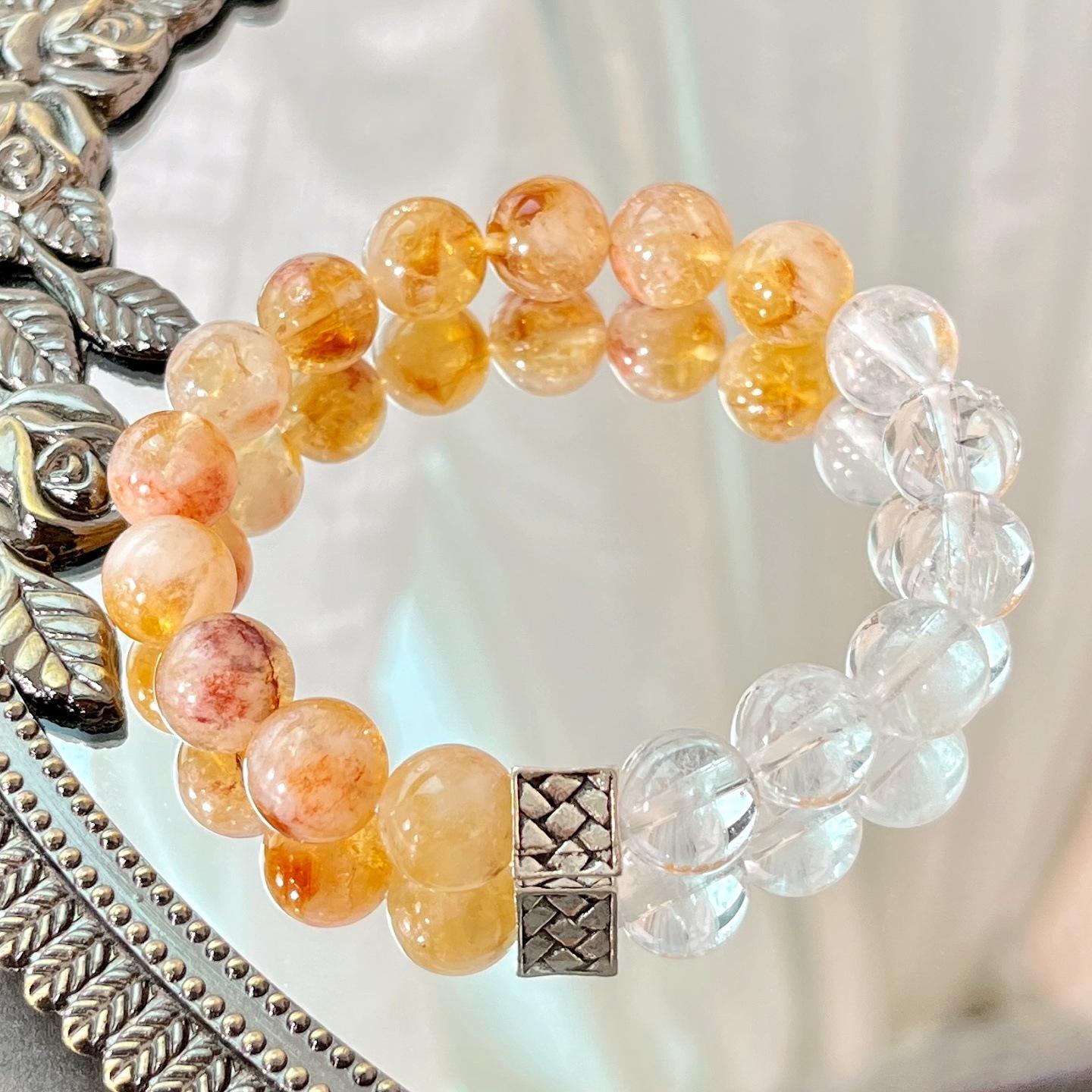 10Mm Natural White Crystal Honey Milk Cover Citrine Design Bracelet Bracelet