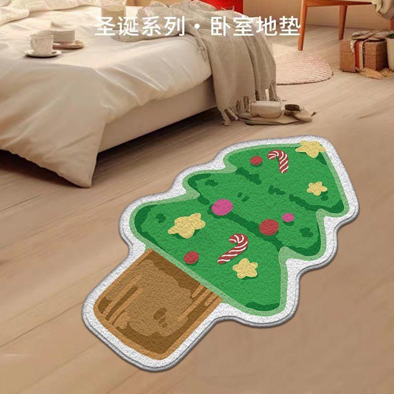 Christmas Decoration Mat Dirt Resistant and Easy To Take Care of Imitation Cashmere Mat Household Bathroom Absorbent Foot Mat