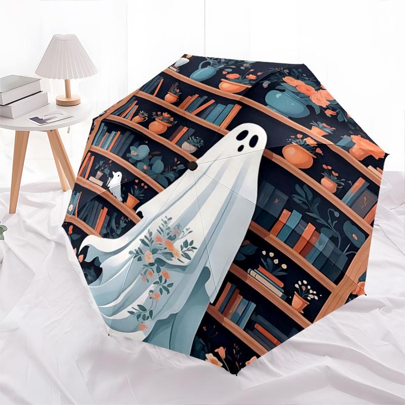 1pc Ghost Figure Fully Automatic Folding Portable Umbrella, 8 Iron Frames, Three-Fold Design, Suitable for All Seasons, Suitable for Outdoor Use.S068