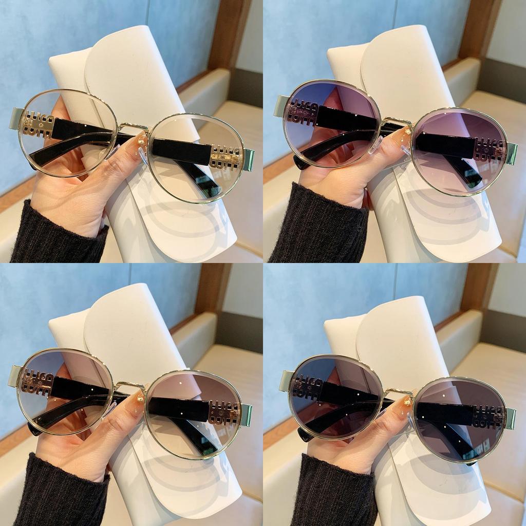Fashion Oval Metal Frame Sunglasses For Men And Women Uv400 Sun Protection