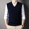 New Autumn and Winter Men's Sleeveless Sweaters Solid Color Warm Vest Cardigan Men's V-neck Vest