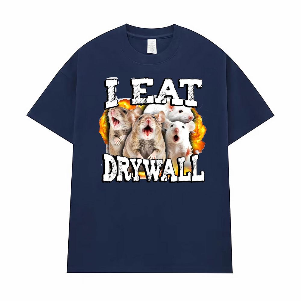 Funny Meme I Eat Drywall Cursed Mouse Graphic T-shirt Men Women High Quality Comfort T Shirt Fashion Classic Streetwear T Shirts