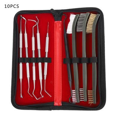 Outdoor 9pcs/Set Gun Cleaning Kit Set  3 Brass Steel Nylon Brush + 6 Stainless Steel Nylon Pick Tactical Rifle Pistol Gun Clean