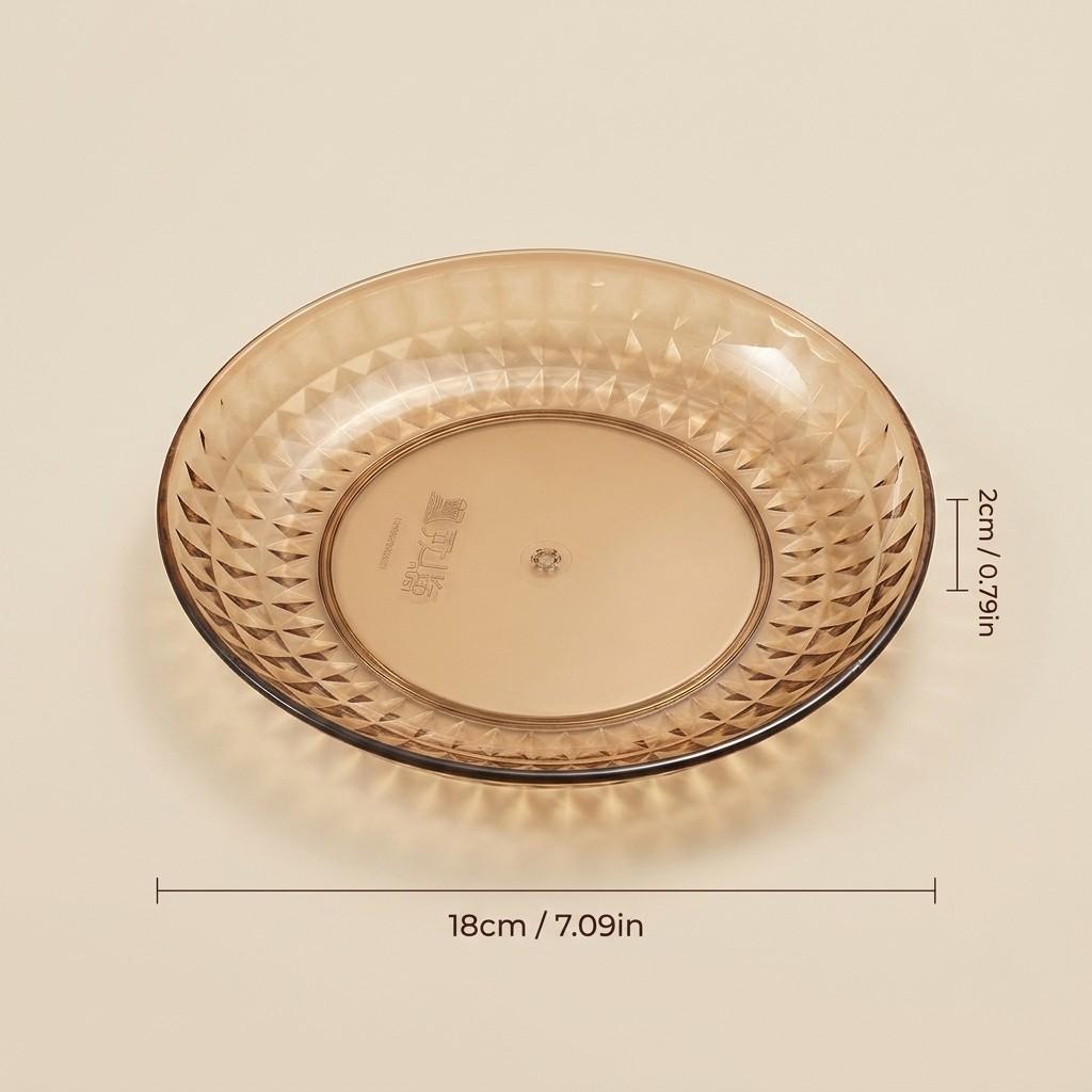 Reusable Plastic Plates Amber PET Dessert Appetizer Serving Dishes Kitchen Tableware Stackable Snack Food Fruit Platter Picnic