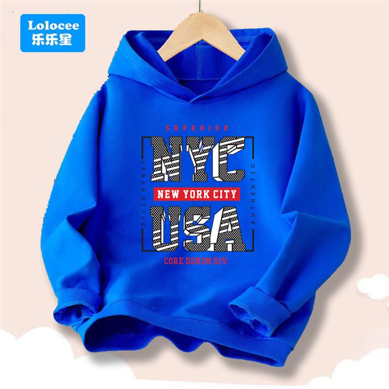 Boy Girl New York U.S.A City Hoodies Fashion Letter Printed Graphic Hooded Sweatshirts Kids Loose Pullover Sportwear ZMNY3