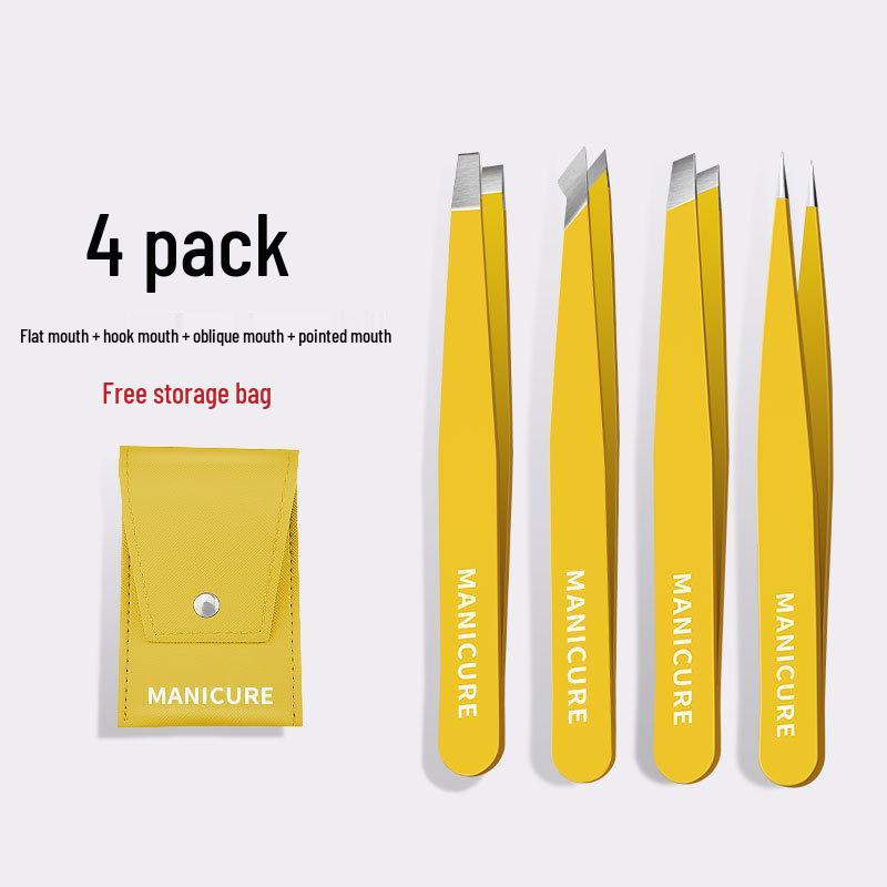 High-Precision Stainless Steel Tweezers Set for Eyebrows and False Eyelashes - Men's and Women's Professional Grooming Tool