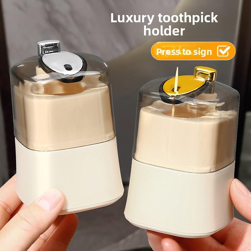 Toothpick Box - Toothpick Holder On The Living Room Table - Press-down Type Toothpick Tube - Household Automatic Pop-up Toothpick Can