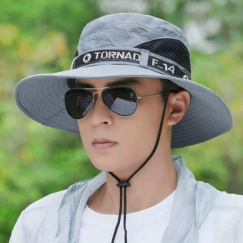 Bucket hat men's summer sun protection camouflage large brim sun hat outdoor breathable fishing hat mountaineering hat sun hat