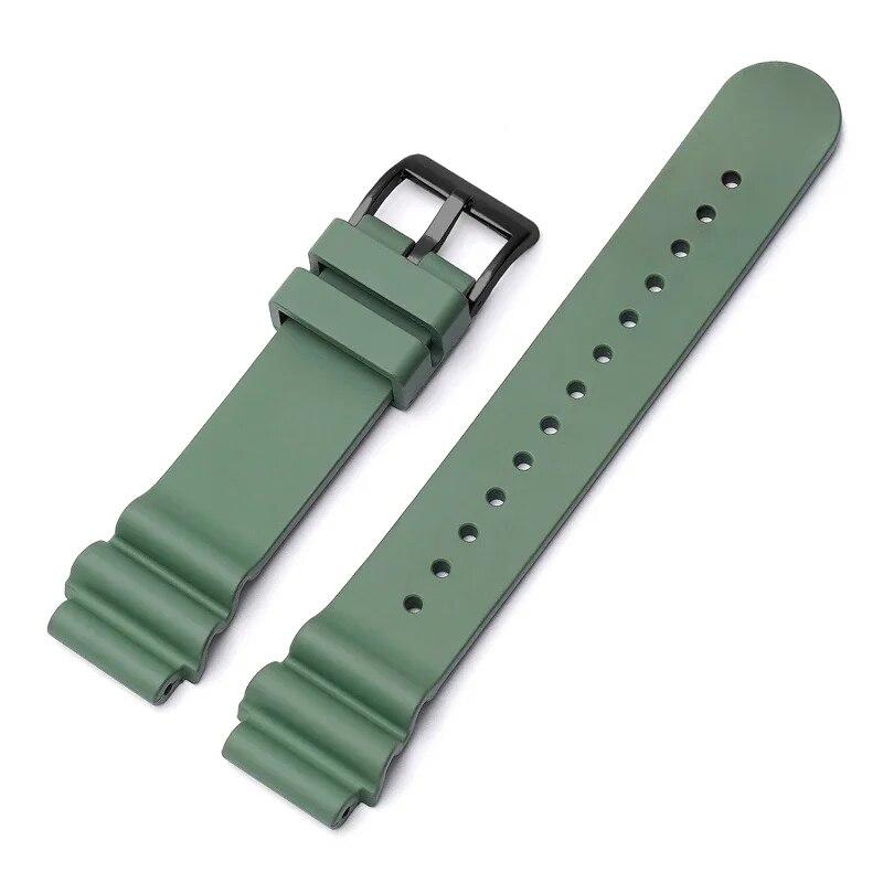 Fluoro Rubber Strap for Seiko 20mm 22mm FKM Watch Band Stainless Steel Buckle Waterproof Diving Men Women Replacement Watchband