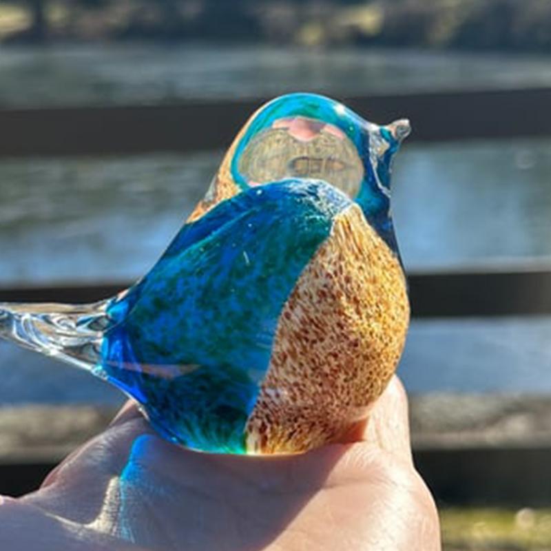 Vogelfiguren Heimdekoration Blaue Vogelstatue aus Glas Heim Tischdekoration Mittelstück Dekorative Glasgeblasene Vogelfiguren Für