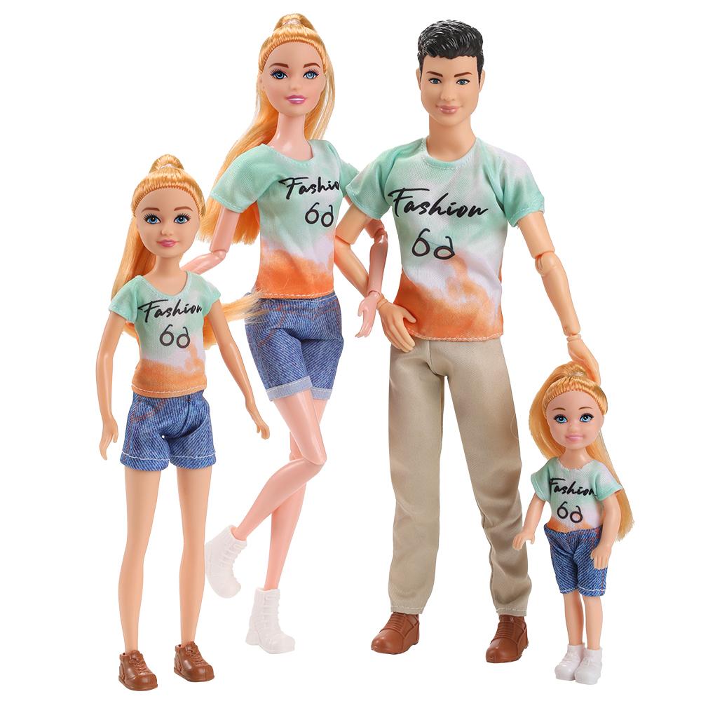 Famiglia 4 Pezzi Bambole Casa dei Giochi per Bambini Giocattolo Bambola Principessa Bambina Famiglia 4 Pezzi Grande Piccolo Modello Genitore-Figlio Fratello Sorella Modello Giocattolo