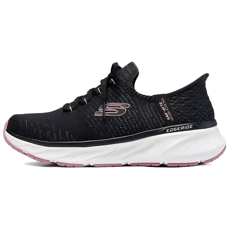 Skechers Edgeride Удобные Дышащие Амортизирующие Прочные Низкие Повседневные Кроссовки Женские Черный 150470-BKPK