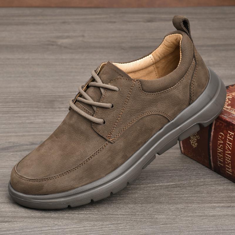 Men s Retro Matte Cowhide Leather Casual Shoes, Soft Sole, Lace-up, Breathable, Durable for Daily Commute EU 39
