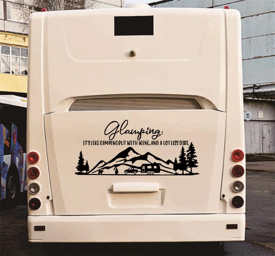 125x57cm Black Vinyl Glamping Rv Decal Motorhome Motor Home Decal Sticker Trim