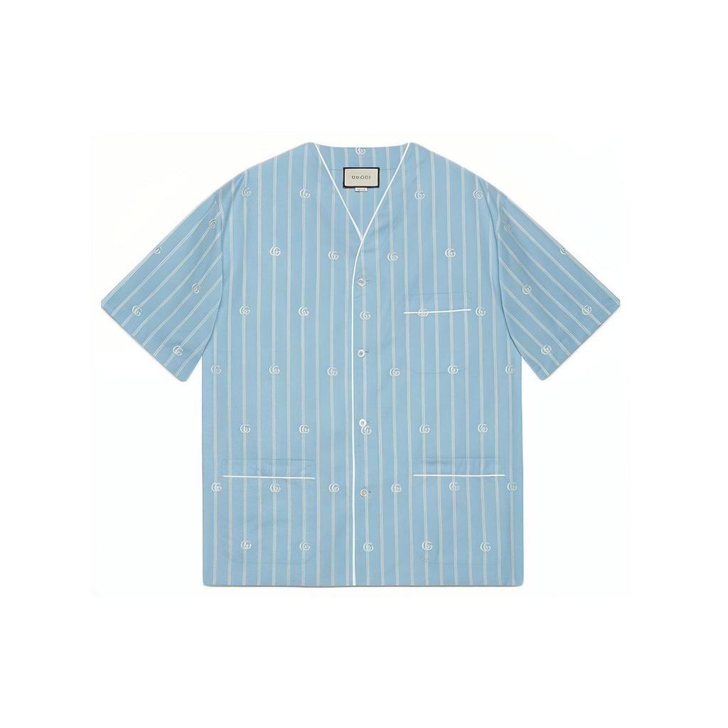 Gucci Shirts Men's Blue V Neck Moderate Other 618919-ZAEQH-4234