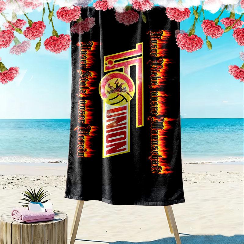 1. FC Union Berlin Print Strandtuch, Großes Weiches Schnelltrocknendes Handtuch für Strand Camping Schwimmen