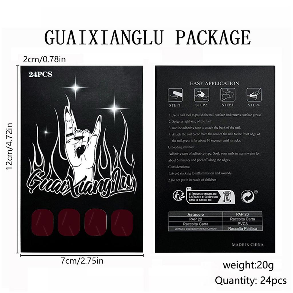 Wine Reds Press On Nail Square Fake Nail Glossy Stick On Nail Full Cover False Nails Acrylic Stick On Nails for Womens