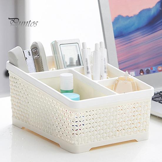 Storage Box Hollow Anti Slip PP Multi Grid Pen Stationery Cosmetic Organizer Classroom Things