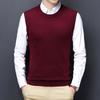 Men S Winter Sleeveless Knit Vest Middle Aged Solid Sweater